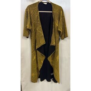 Lularoe Women's Cardigan Mustard Yellow Black Print, Small New with tags